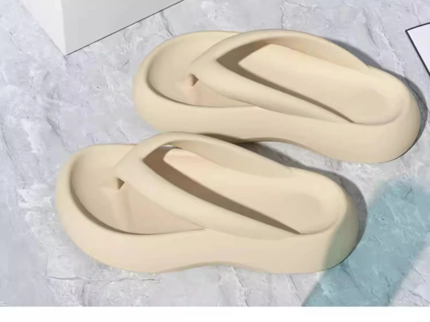 Thick soled flip flops with increased height 2024 new beach women's summer walking slippers -