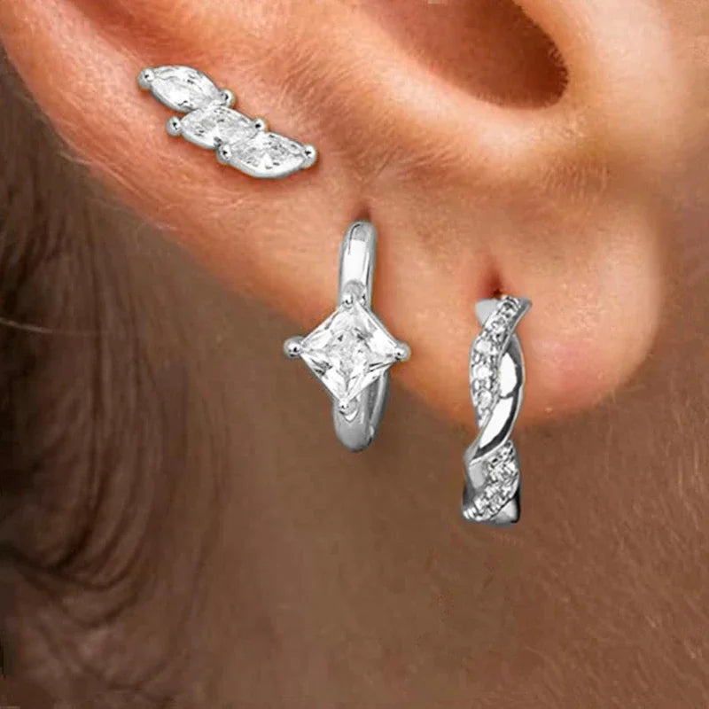 3PCS Leaf Tragus Huggie Earring -