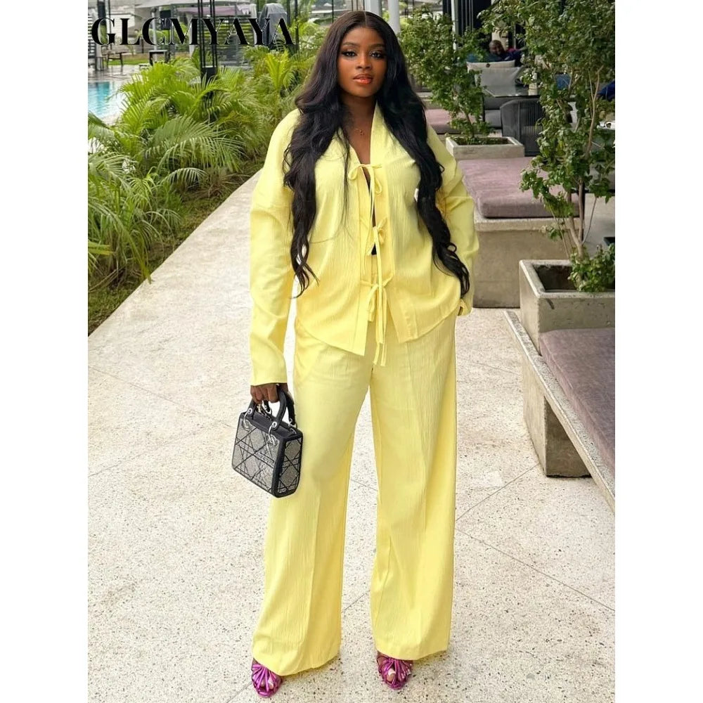 Wide Leg Pants Suit -