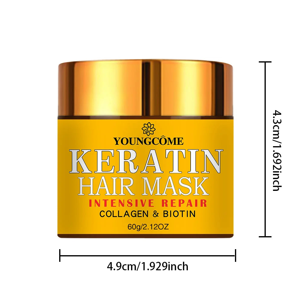 Revitalize your hair with this hair mask enriched with biotin, collagen, keratin, and essential oils. Nourish and repair dry, damaged hair for a healthier-looking mane. -