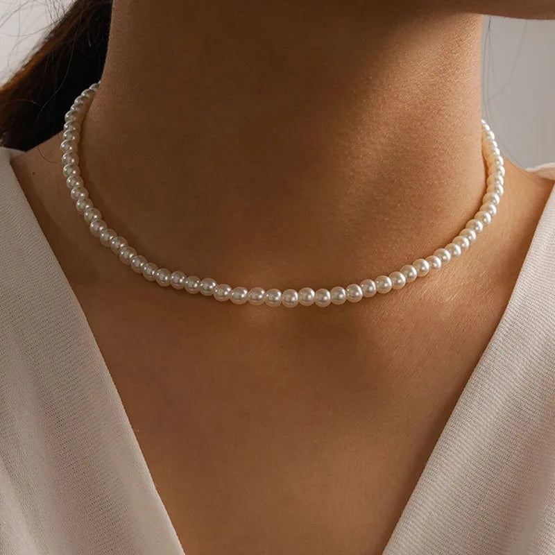 Simple Pearl Beads Necklace -