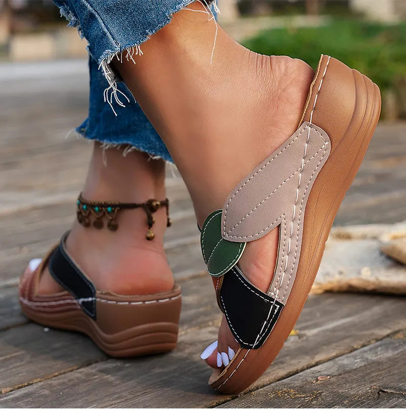 Women's Sandals 2025 Summer Shoes Woman Mix Color Heels Sandals Summer Women Slippers Elegant Heeled Footwear Chaussures Femme -