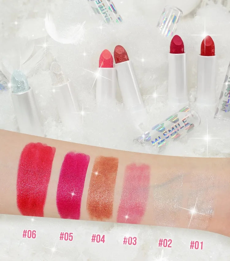 Diamond Metallic Pearlescent Lipstick Shiny Non-stick Cup Matte Velvet Waterproof Lip Stick Sexy Red White Lips Makeup Cosmetics -