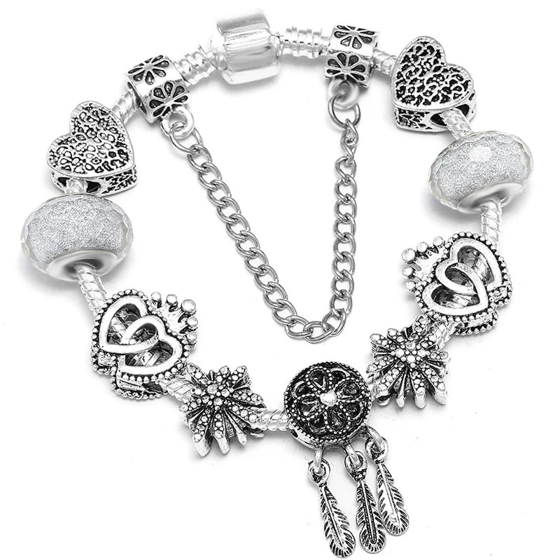 Pink Heart To Heart Beads Charm Bracelets -