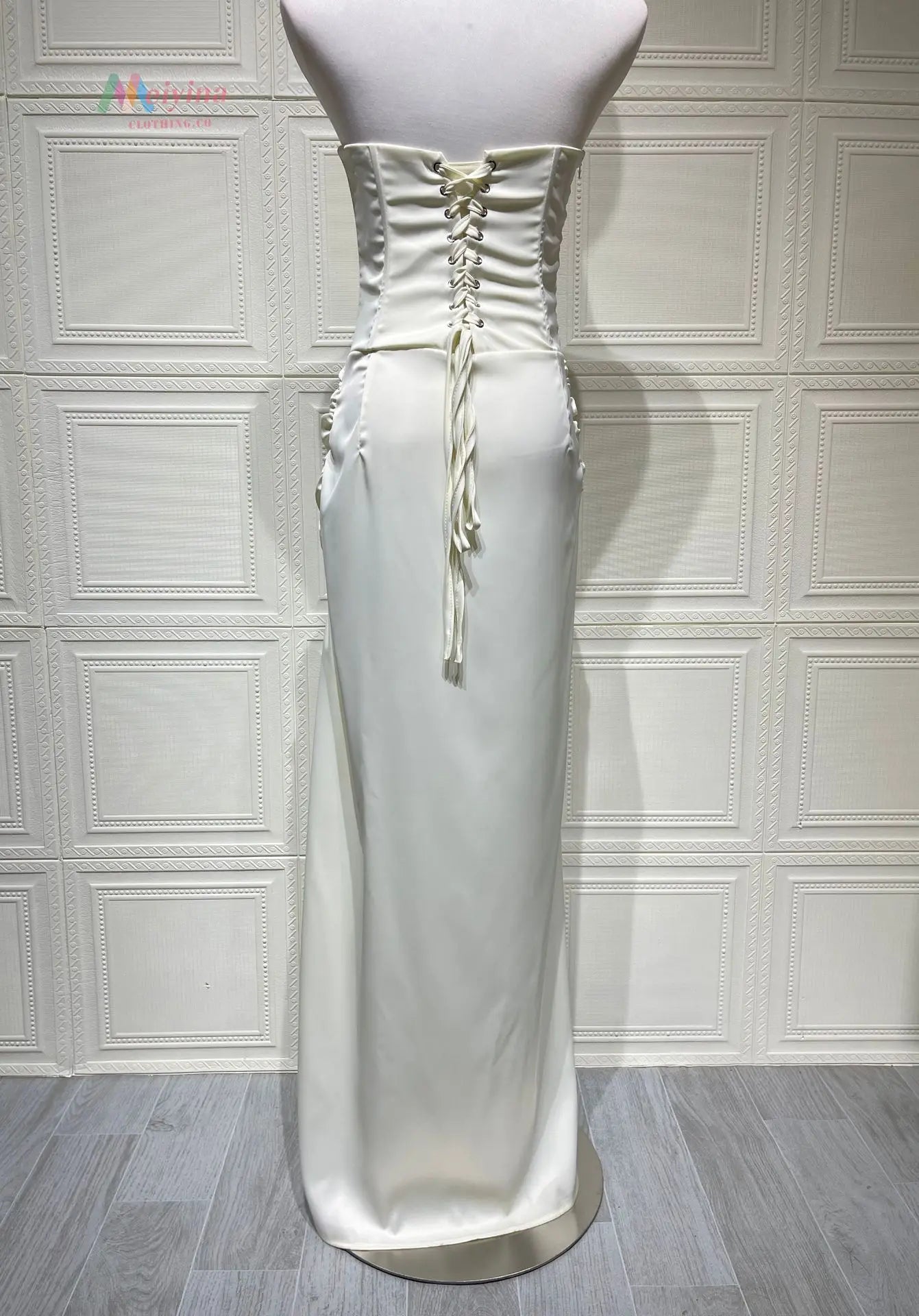 Satin Strapless Maxi Dress -