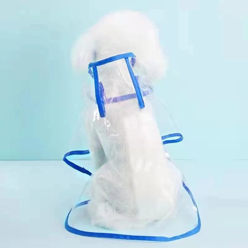 Keep your pet dry in style with this transparent rainwear raincoat for dogs—perfect for providing protection and keeping your furry friend dry during rainy days! -