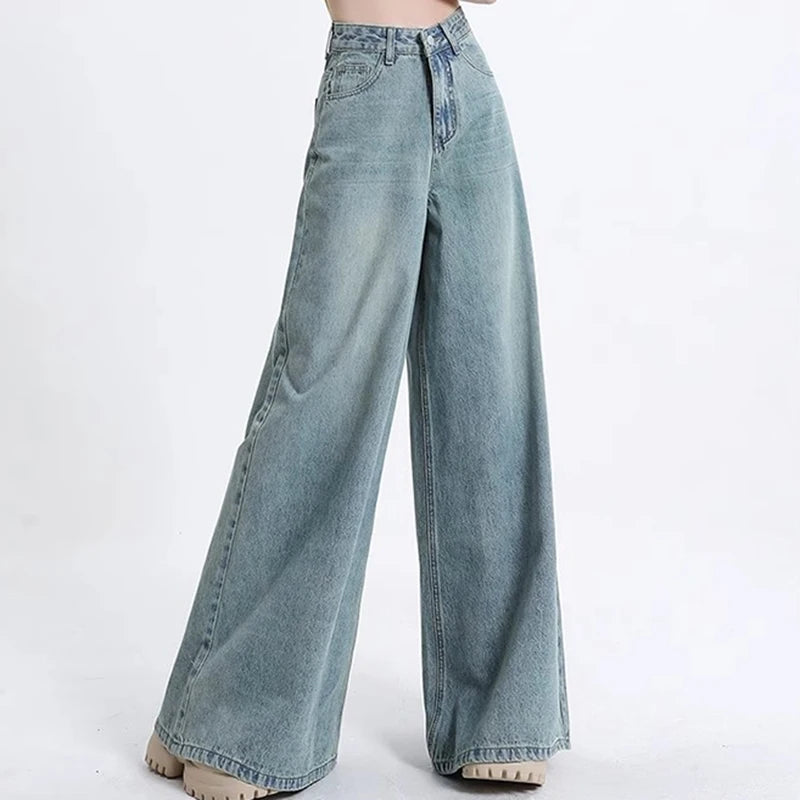 Elevate your style with these chic high-waist wide-leg jeans for women! -