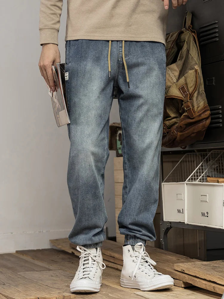 Classic Washed Blue Denim Jeans for Men -