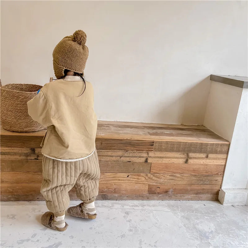 Children's Clothing From 2 To 7 Years Winter Kids Warm Cotton-Padded Trousers Baby Girls Thick Pants Toddler Boys Wear Clothes -