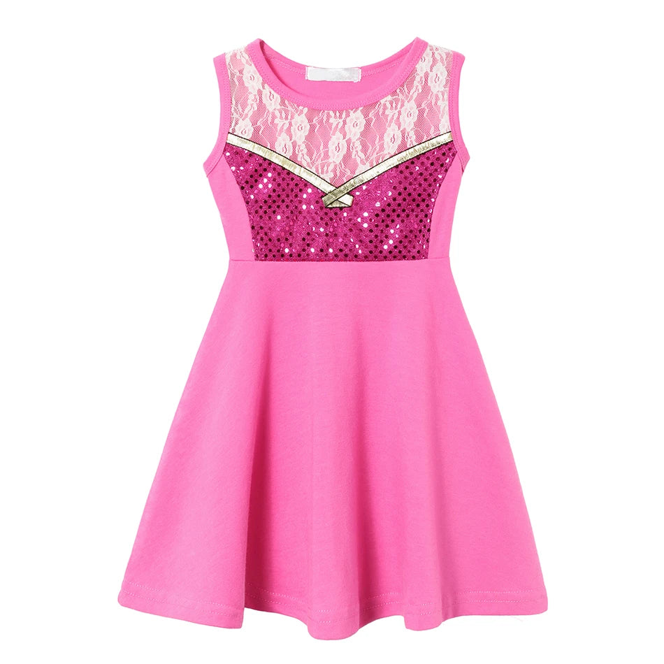 Summer Casual Dress for Girls Mermaid Dress One-Shoulder Sling Short Sleeve Cosplay Princess Costume Casual Vest 2-10 Years -