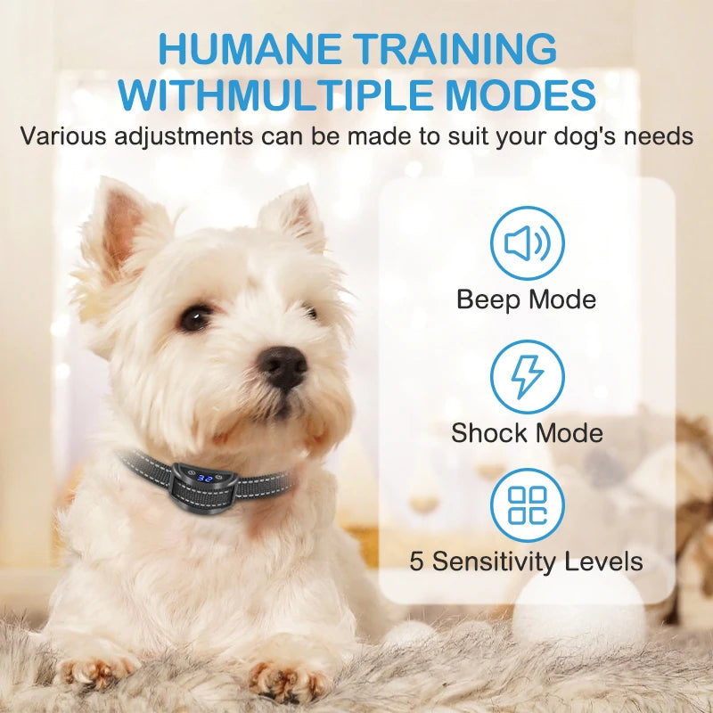 LED Display Automatic Quick Bark Stop Collar -