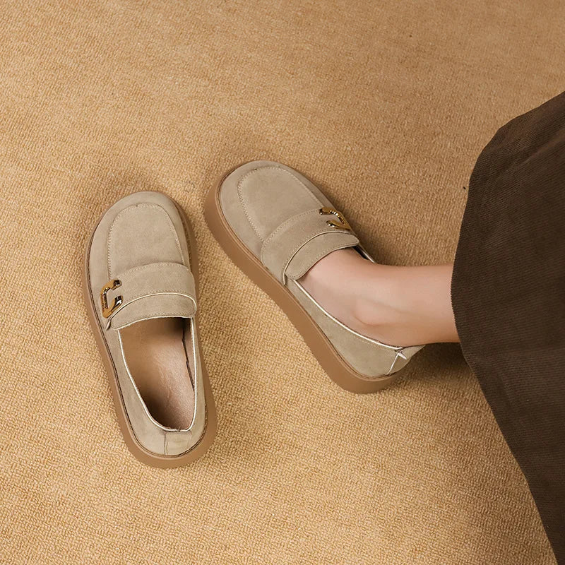 Elevate your style with these platform sole loafers for women. -
