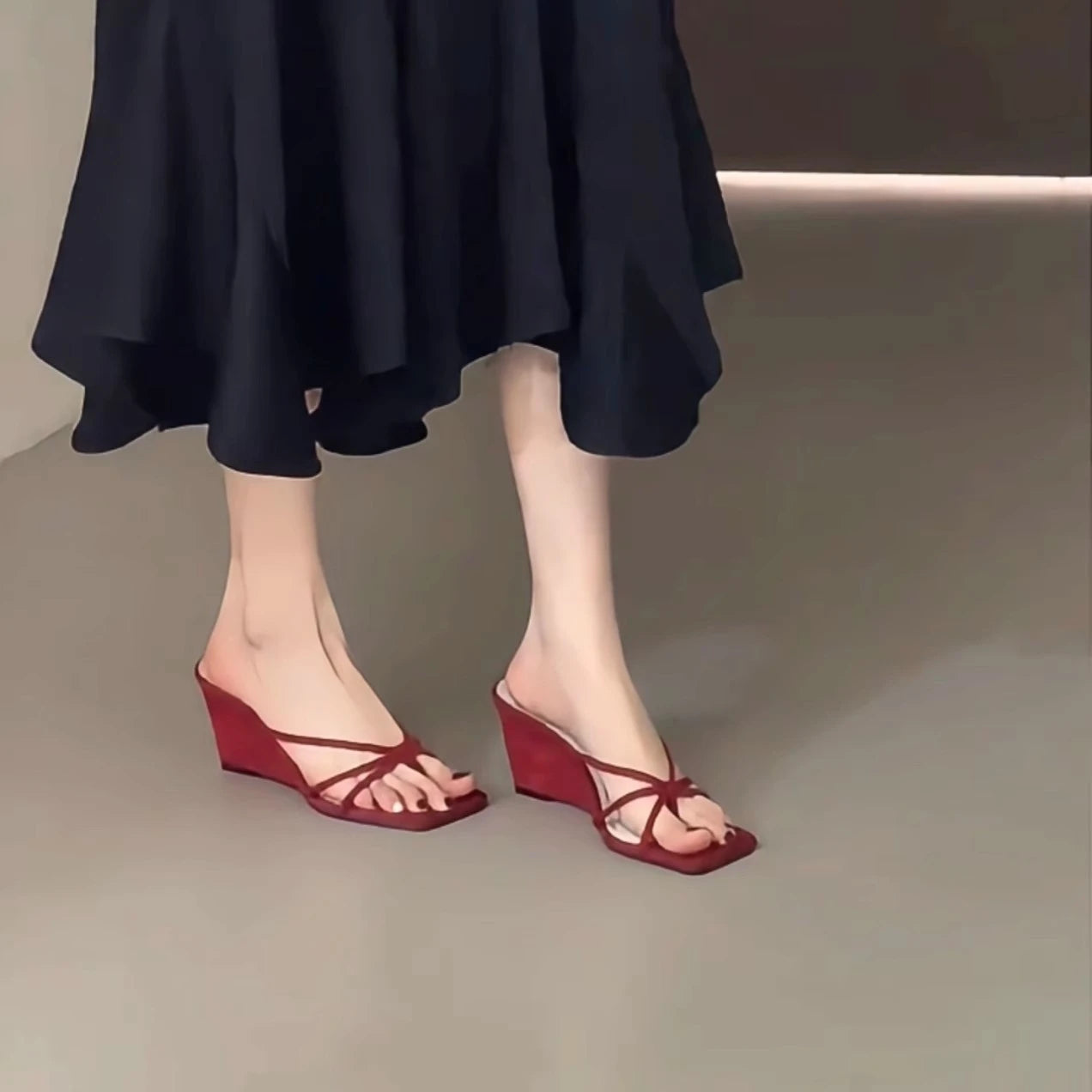 Women's retro bow wedge heeled luxury sandals -