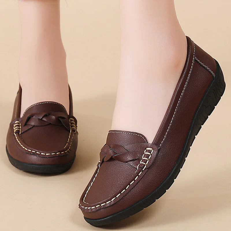 Shoes Women 2025 New Loafers Slip On Flats Leather Shoes Woman Comfortable Flat Shoes Women White Zapatos Mujer Women's Footwear -