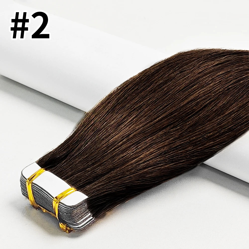 Tape In Human Hair Extensions Natural Straight Hair Extensions 1B Black Brown Blonde 100% Remy Skin Weft Adhesive Glue On -