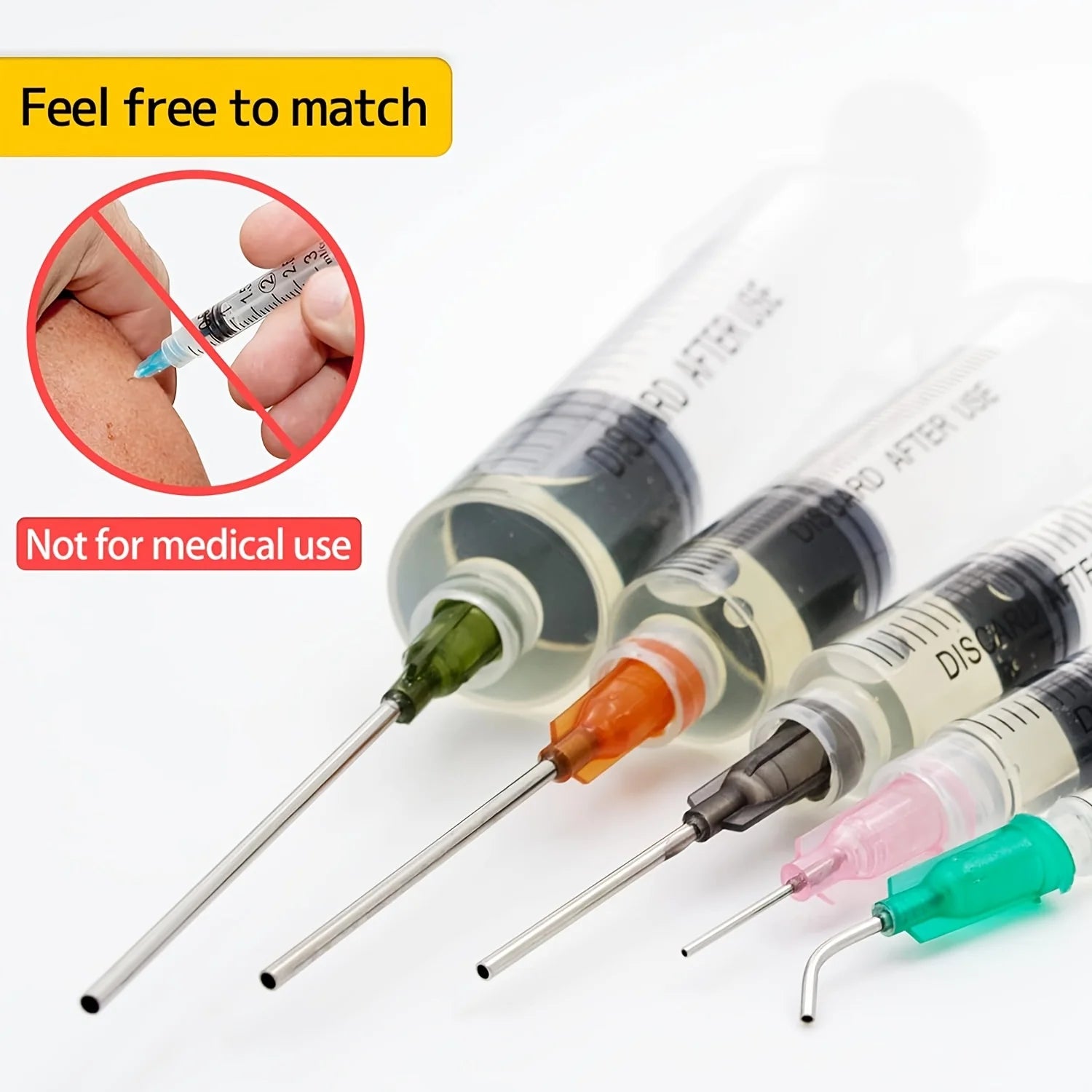 Glue Applicator Syringe with Blunt Tip Needle and Cap, for Liquid, Glue, Ink, Perfume, Lip Gloss Making -