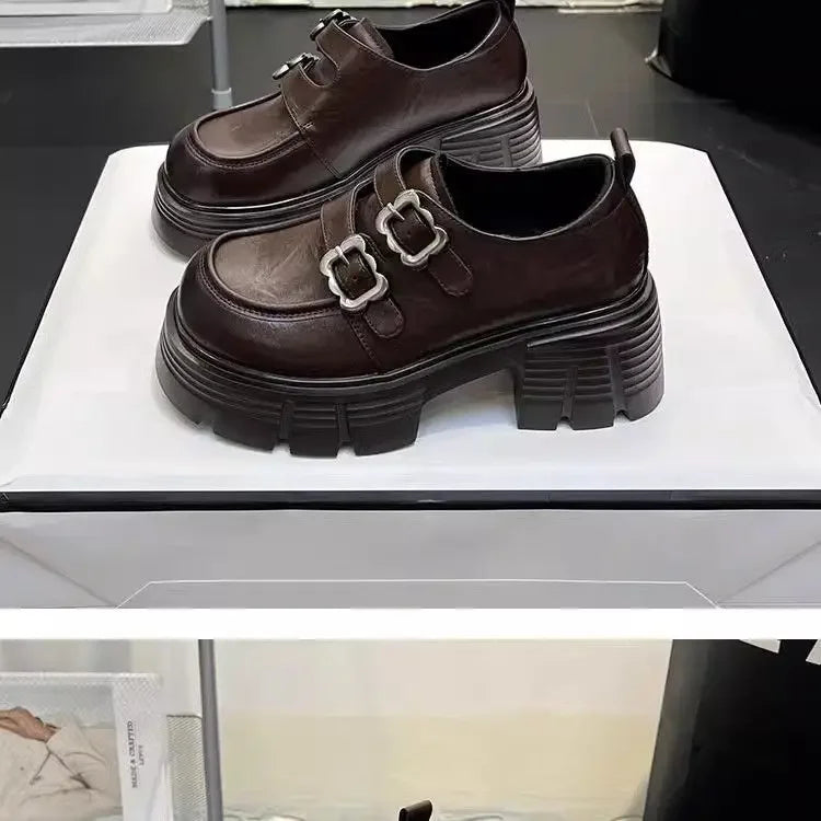 Shoes for Women New Quality Women's Pumps Hot Sale Loafers Fashion Buckle Platform Leather Shoes Trend Versatile Zapatos -