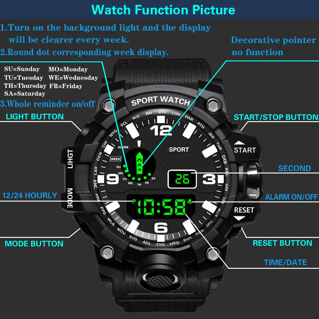 Fashion Men's Watch Sports Electronic Wristwatch -