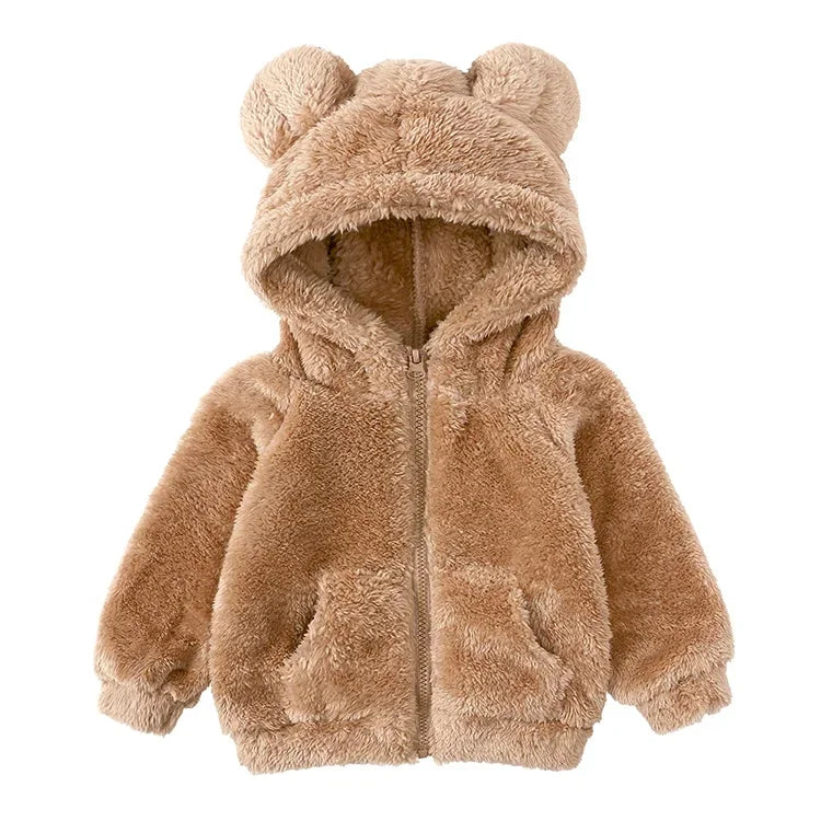 Thicken Warm Girls Winter Coat Cartoon Long Sleeve Hooded Coat for Girls Fashion Solid Color Kids Coat 1-6 Years -