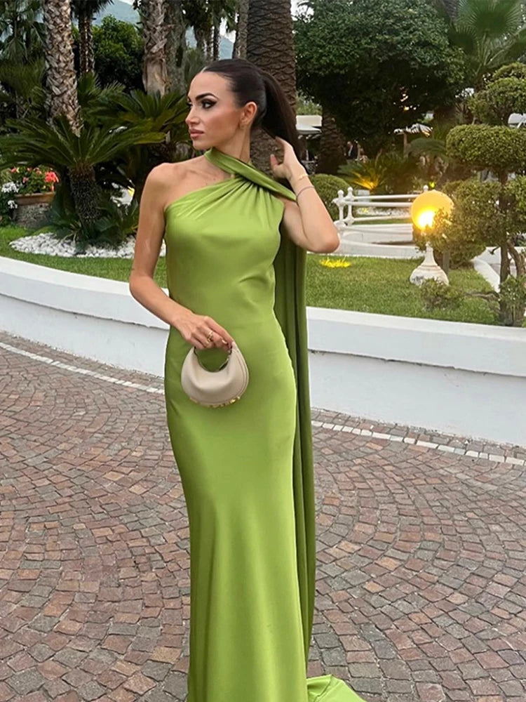 Elegant Ribbon Halter Dress -