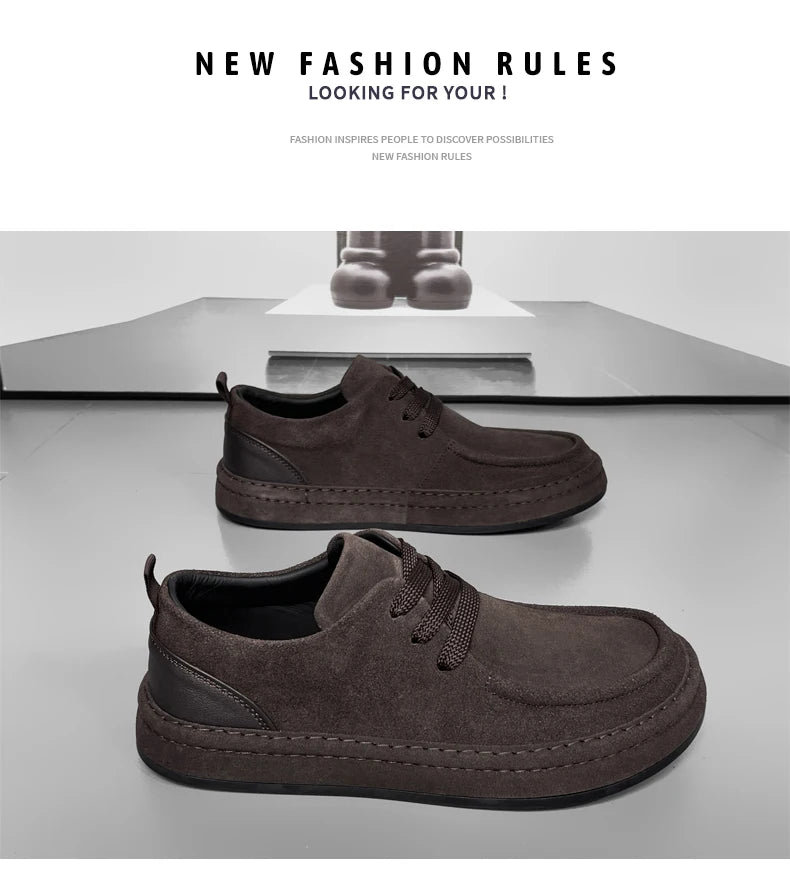 Men's Shoes Are Fashionable Brown Casual Shoes Made of Durable Suede Material Comfortable Walking Shoes Suitable for Daily Wear -