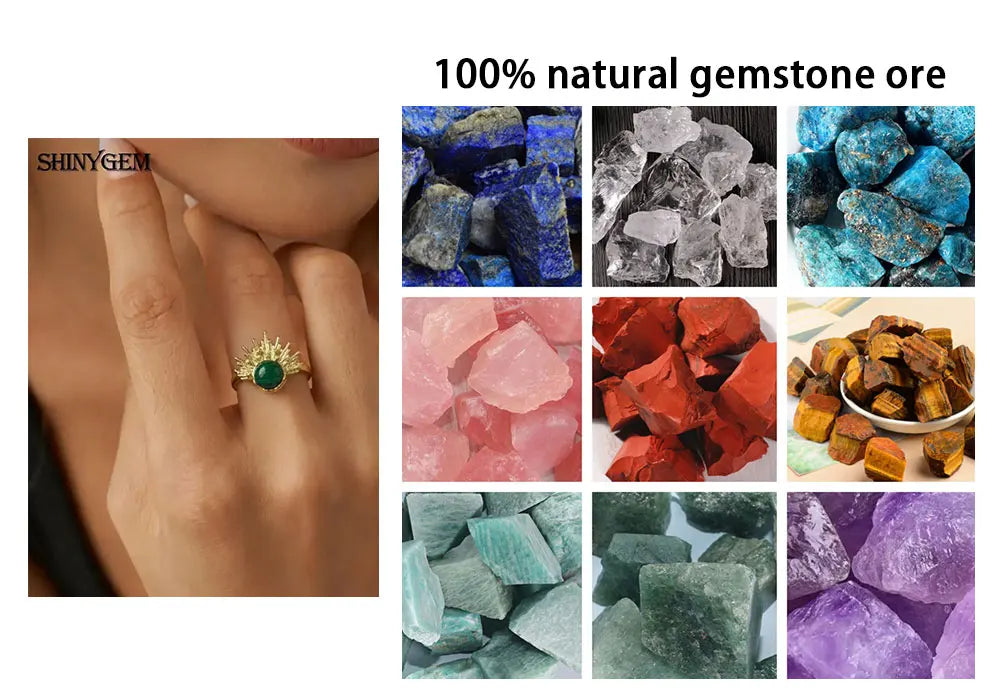 18K Gold Natural Crystal Stone (Tiger Eye) -