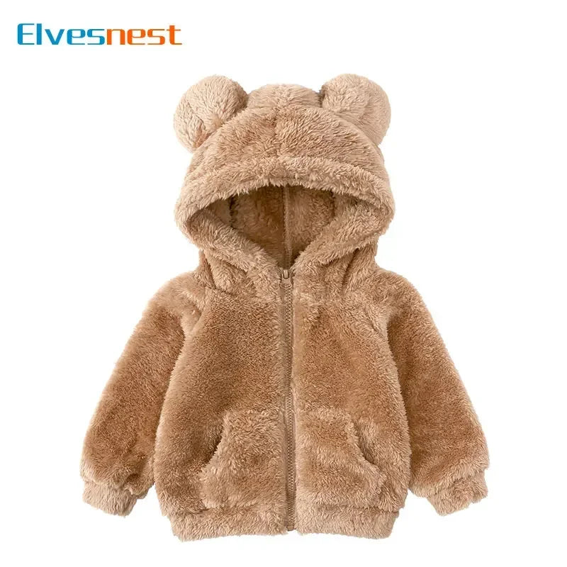 Thicken Warm Girls Winter Coat Cartoon Long Sleeve Hooded Coat for Girls Fashion Solid Color Kids Coat 1-6 Years -