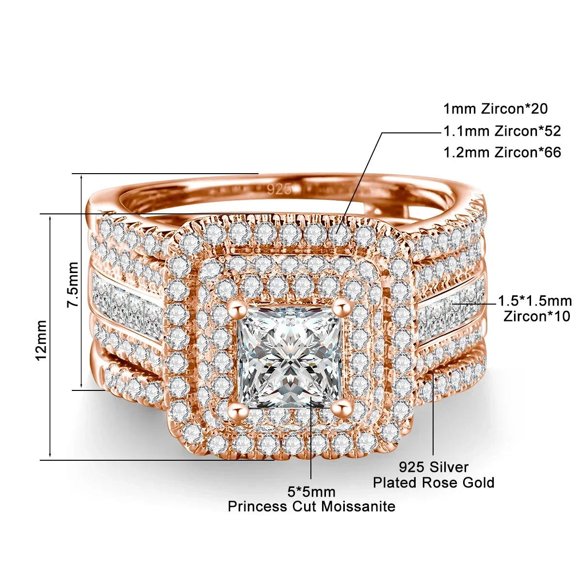 2PCS Moissanite Rings -