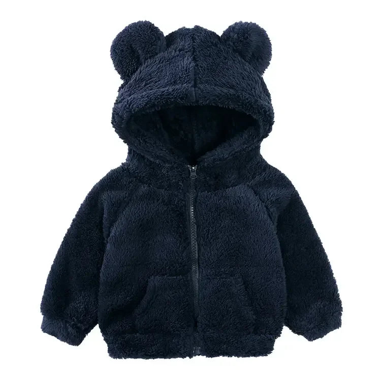 Thicken Warm Girls Winter Coat Cartoon Long Sleeve Hooded Coat for Girls Fashion Solid Color Kids Coat 1-6 Years -