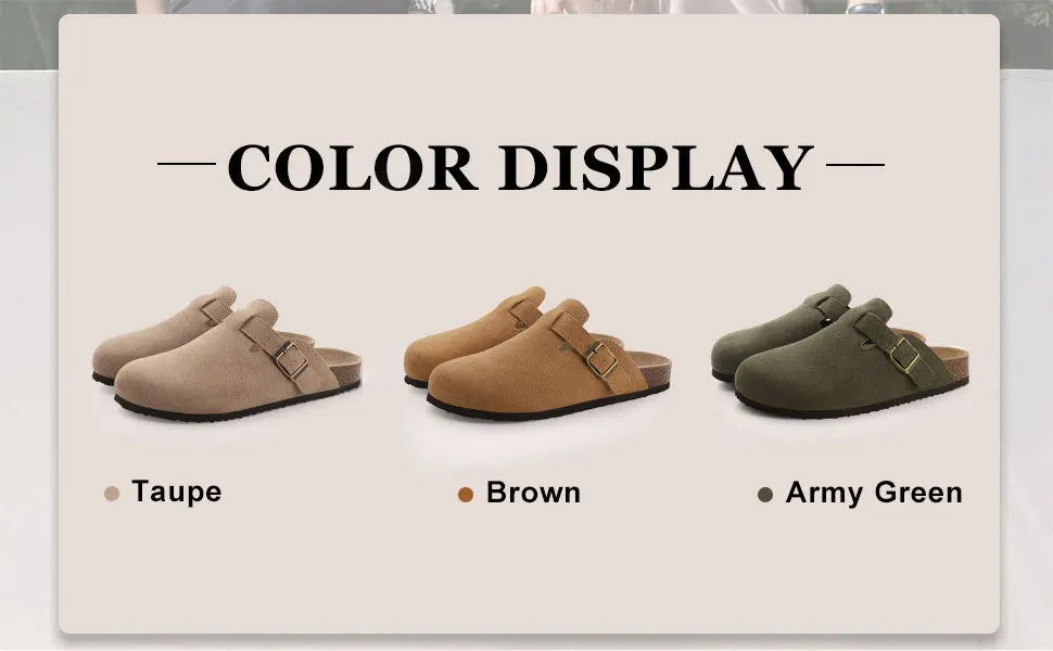 Evshine 2024 Women Cork Slides Classic Clogs For Women Fashion Mules Indoor Home Cork Suede Slippers Outdoor Soft Beach Slippers -