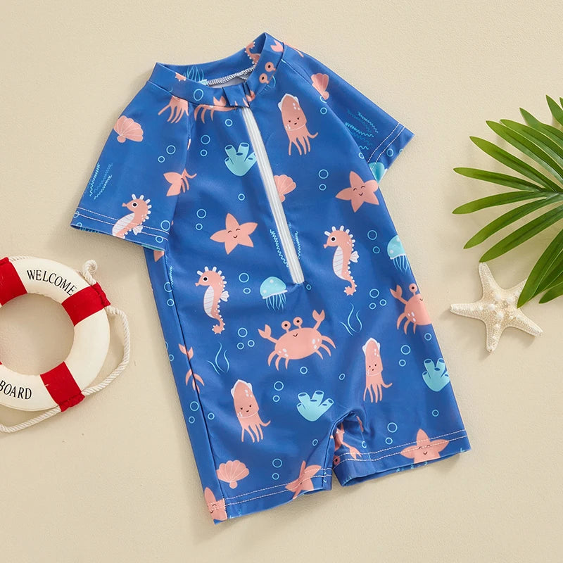 Make a splash with this collection designed for toddler boys aged 0-36 months—comfortable, cute, and perfect for water fun! -