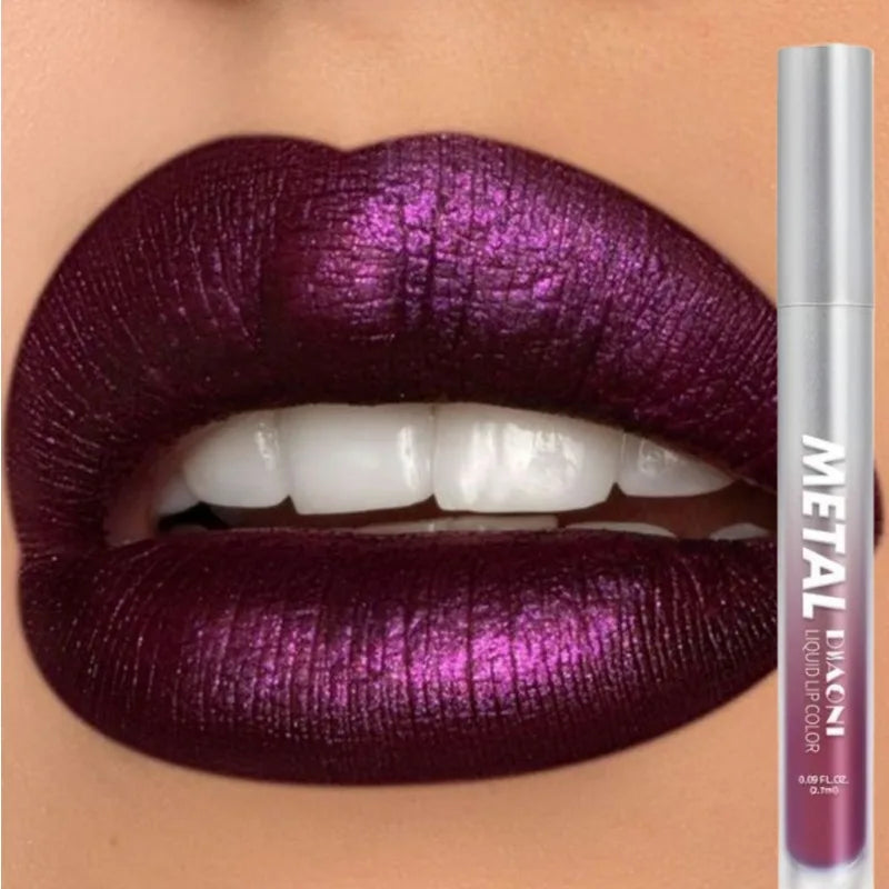 Glitter Metallic Liquid Lipstick Shimmer Easy To Color Non-stick Cup Lip Gloss Waterproof Shiny Lip Glaze Long Lasting Makeup -