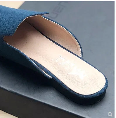 Female Simple Sewing Plain Shoes Outdoor Pointy Toe Slides Camel Blue Soft Sole Wide Fitting 48-33 2022 New Arrivals De Mujer -