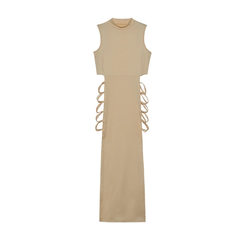 Criss Cross Cut Out Sleeveless Dress -