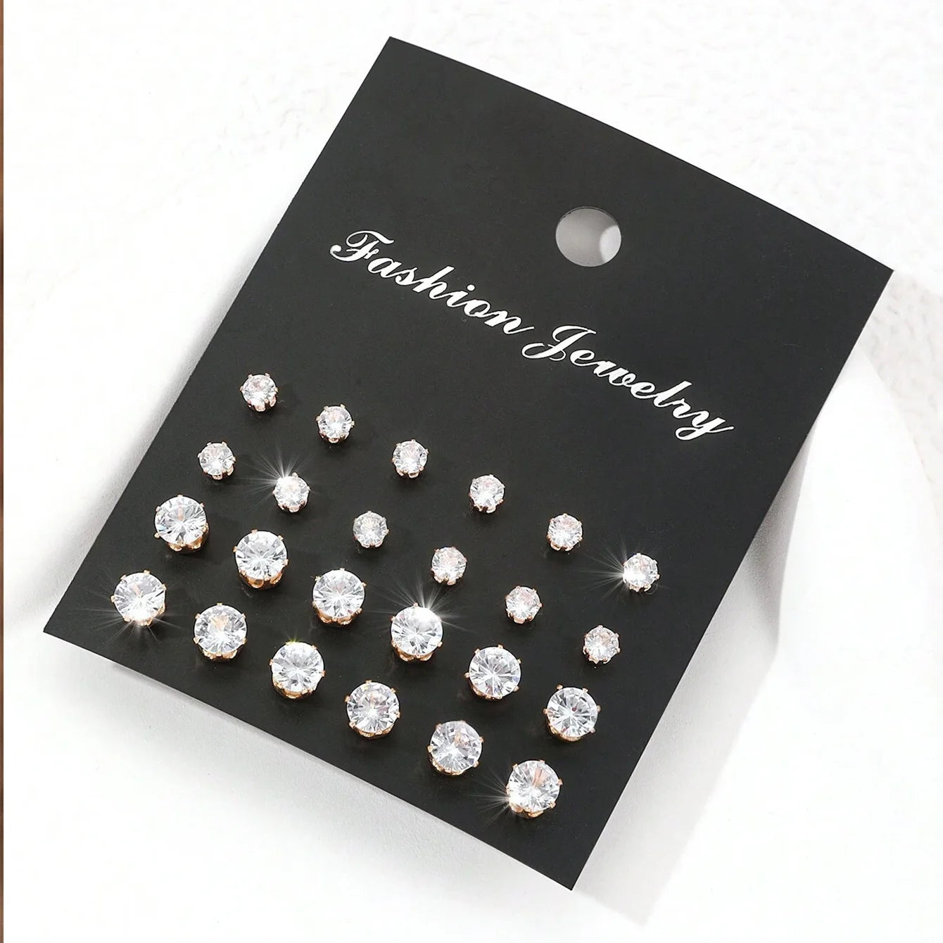 12 Pairs Of Luxurious, Simple, Shiny, And Caring Zirconia Decorative Earrings -