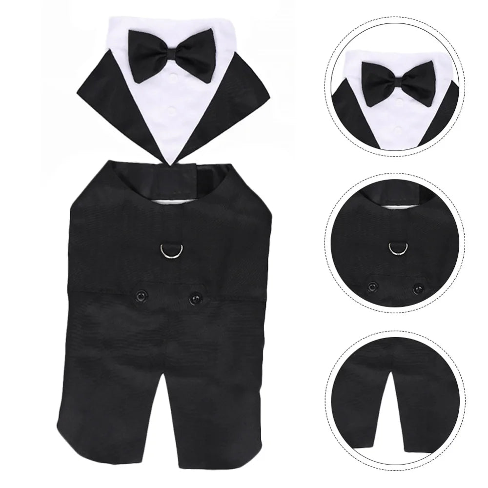 Dress up your pup for the occasion with this fashion-forward party show formal suit featuring a tie bow tuxedo—perfect for making a stylish statement! -