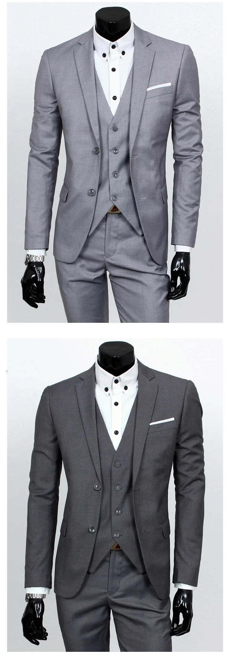 Spring Autumn New Fashion Men's Trendy Slim Business Solid Color 3 Pieces of Suits Sets Single Greasted Blazers Waistcoat Pants -