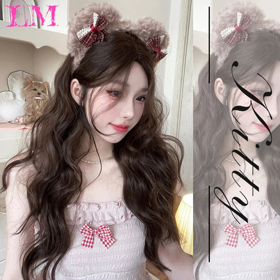Elevate your style with this 38-inch long ombre brown, red, and blonde highlight straight lace front wig. Perfect for a chic and trendy look, this wig offers versatility and glamour for various occasions. -