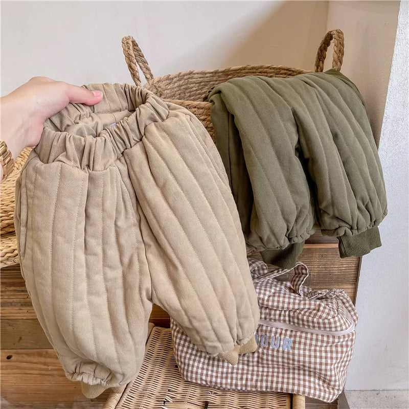 Children's Clothing From 2 To 7 Years Winter Kids Warm Cotton-Padded Trousers Baby Girls Thick Pants Toddler Boys Wear Clothes -