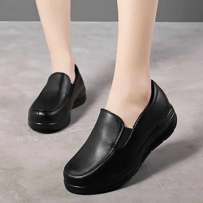 Women's White Casual Leather Sneakers -