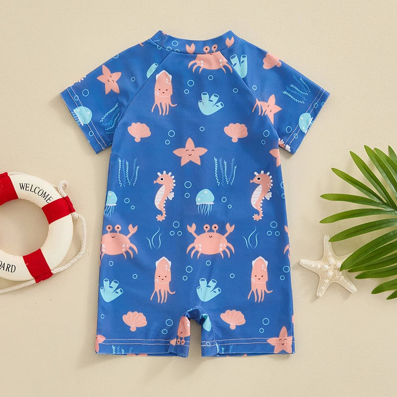 Make a splash with this collection designed for toddler boys aged 0-36 months—comfortable, cute, and perfect for water fun! -