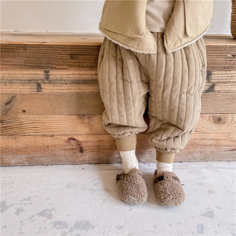 Children's Clothing From 2 To 7 Years Winter Kids Warm Cotton-Padded Trousers Baby Girls Thick Pants Toddler Boys Wear Clothes -