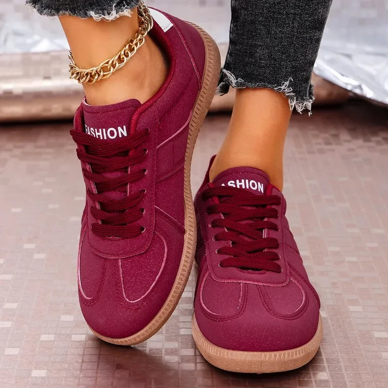 2025 Spring New Lace Up Women's Sports Shoes Plus Size Woman Sneakers Mixed Colors Female Fashion Versatile Flat Casual Sneaker -
