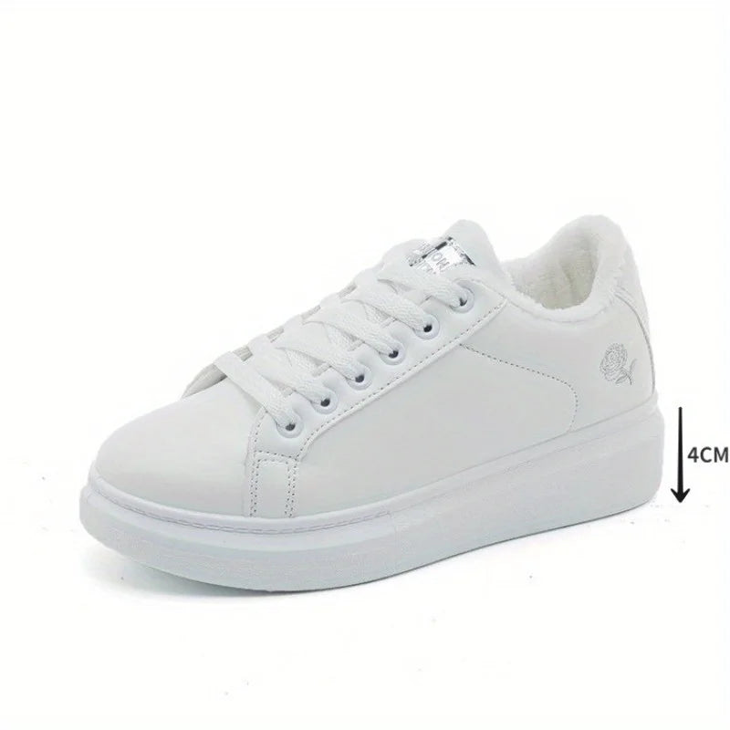 Women Casual Shoes New Spring White Sneakers Breathable Flower Lace-Up Women Sneakers Women Shoes Fashion Embroidered -