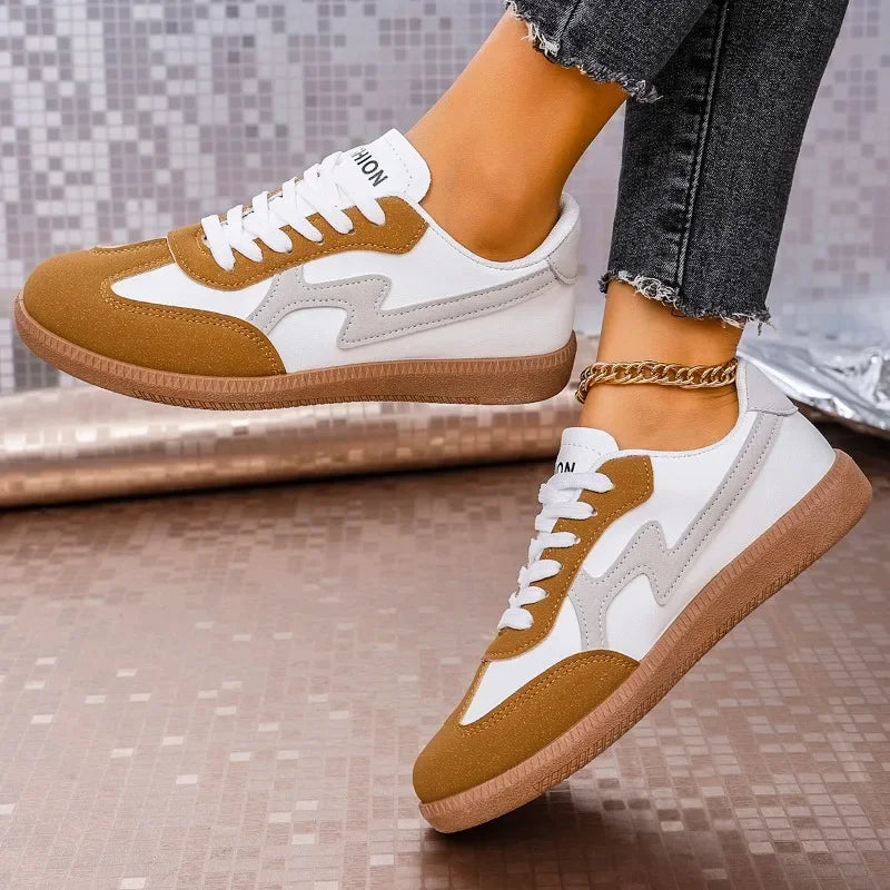 2025 Spring New Lace Up Women's Sports Shoes Plus Size Woman Sneakers Mixed Colors Female Fashion Versatile Flat Casual Sneaker -