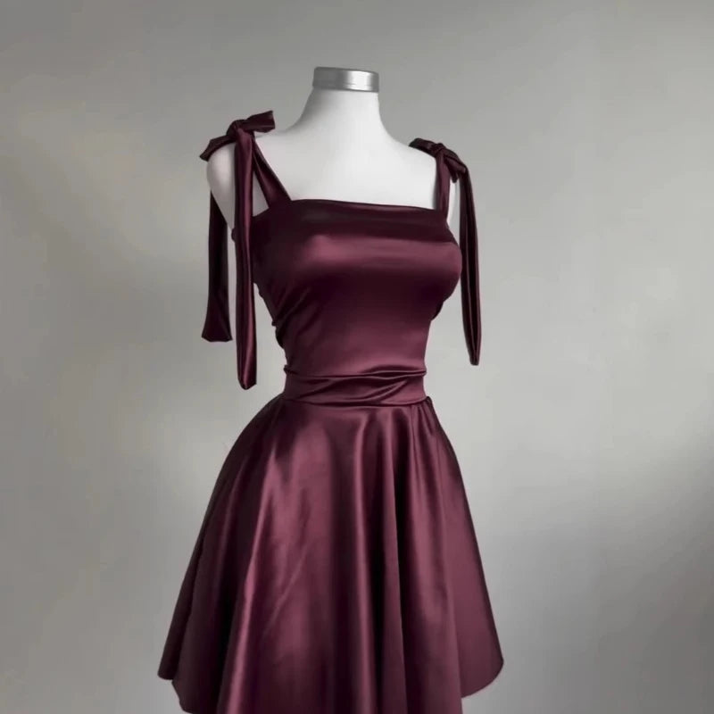 Women Sexy Mini Dress (Burgundy) -