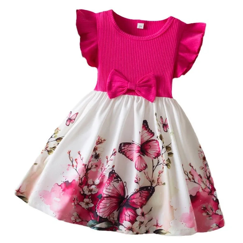 Girl's Butterfly Printed Dress 3-7Y -