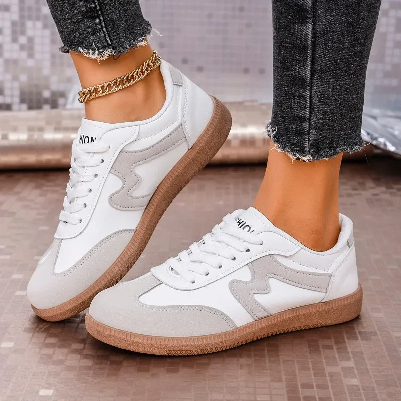 2025 Spring New Lace Up Women's Sports Shoes Plus Size Woman Sneakers Mixed Colors Female Fashion Versatile Flat Casual Sneaker -