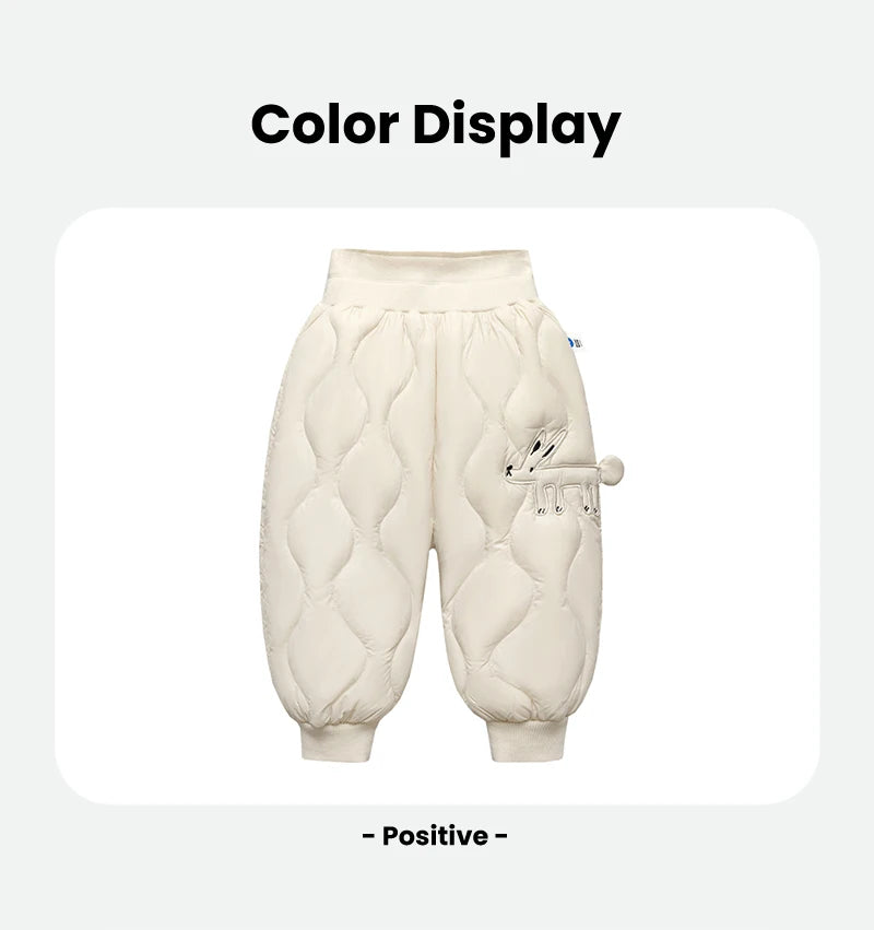 Keep your kids cozy and protected with these new style three-proof high-waisted warm down trousers—perfect for boys and girls on chilly days! -