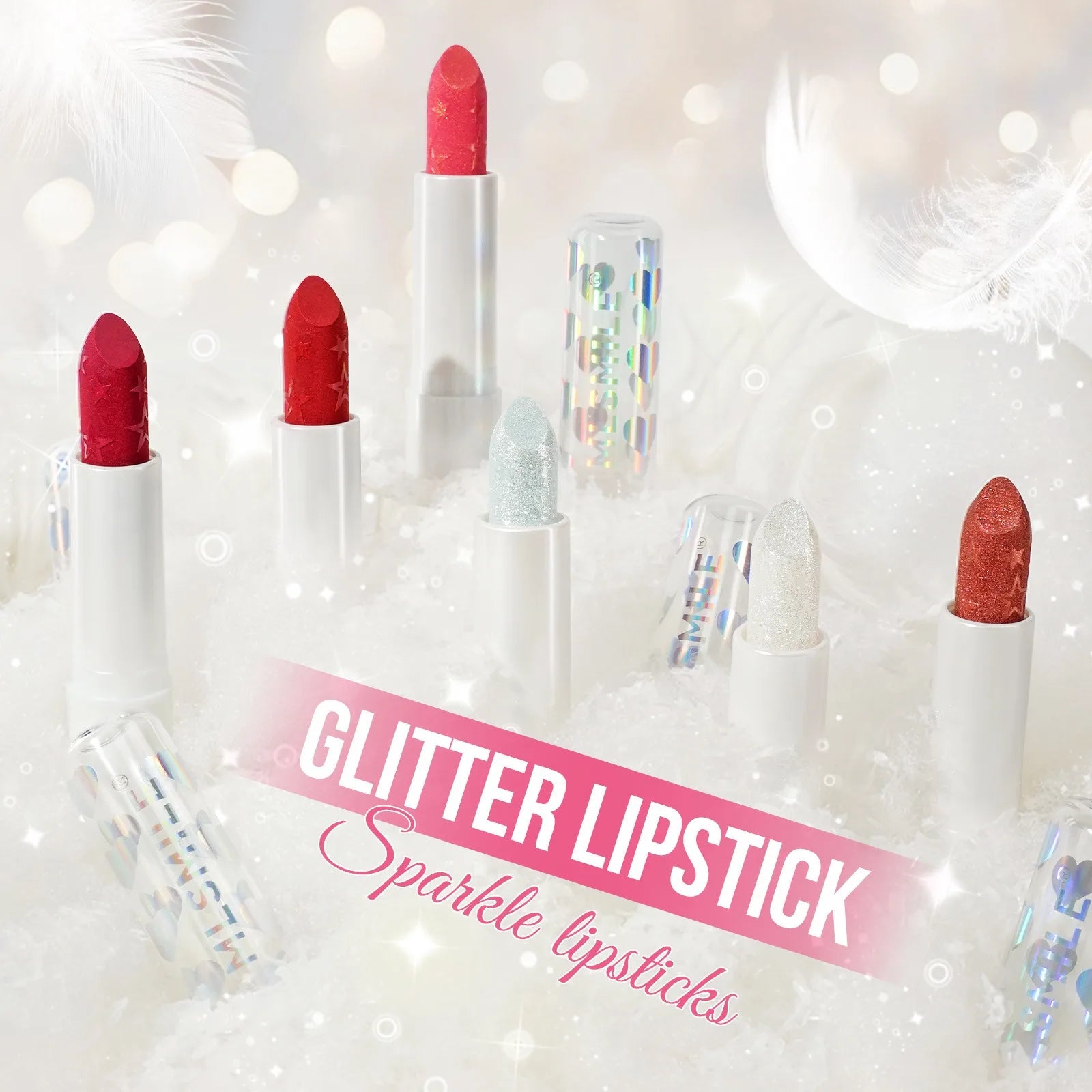 Diamond Metallic Pearlescent Lipstick Shiny Non-stick Cup Matte Velvet Waterproof Lip Stick Sexy Red White Lips Makeup Cosmetics -